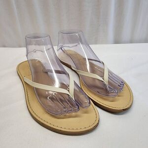 J. Crew Leather Flip Flops Women's Size 10 Slip on Sandals White K
